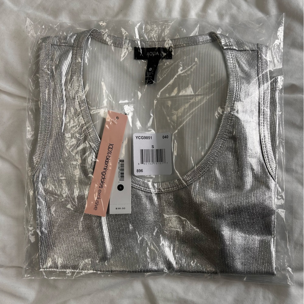 Bloomingdale's Shiny Silver Blouse